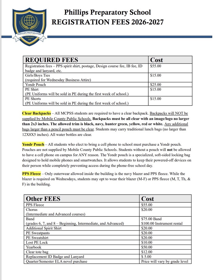 updated registration fees