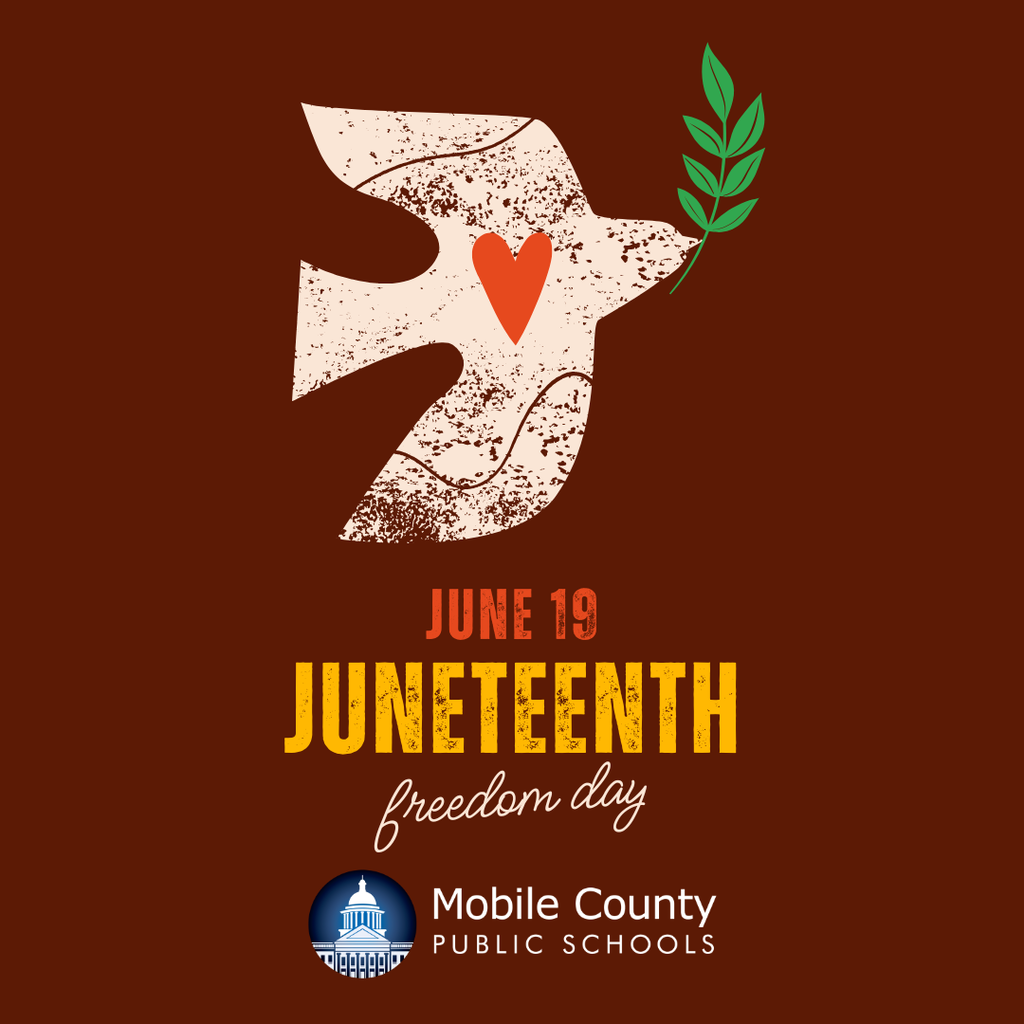 A graphic with a dove and the words "June 19, Juneteenth. Freedom day"