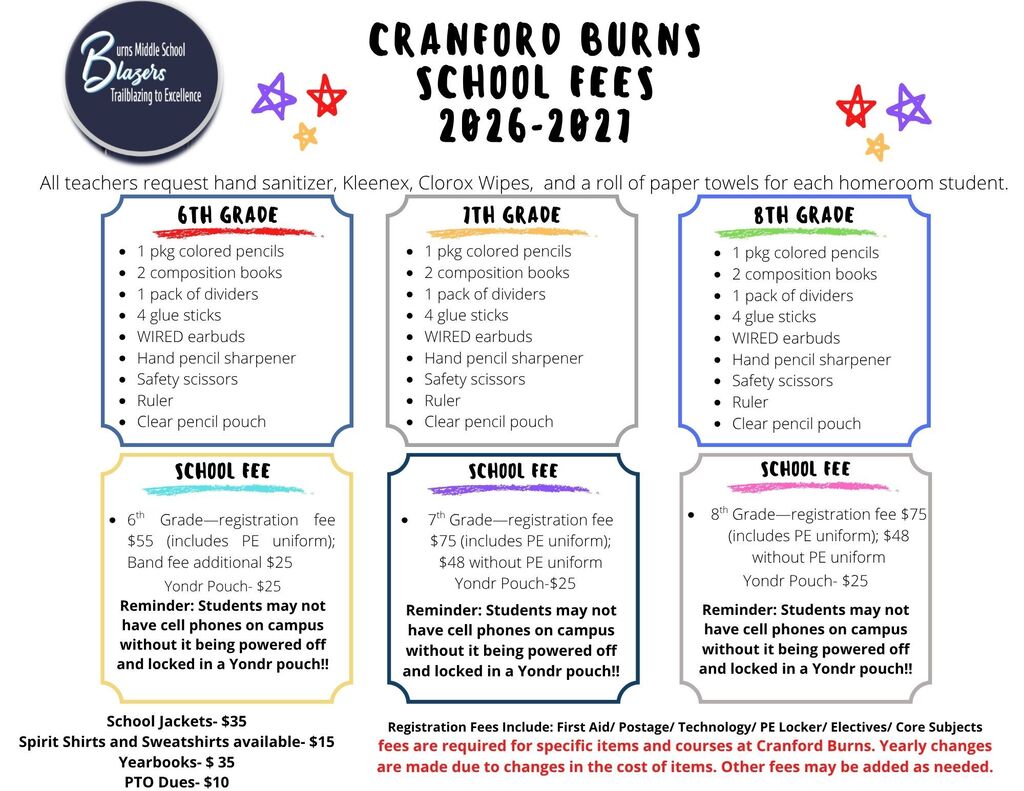 Burns School Supply List 26-27