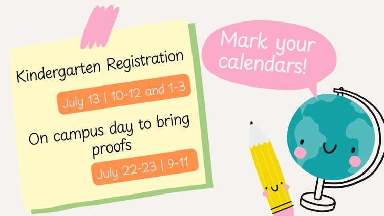 graphic with smiling globe and pencil. sticky note with text from the message and speech blurb