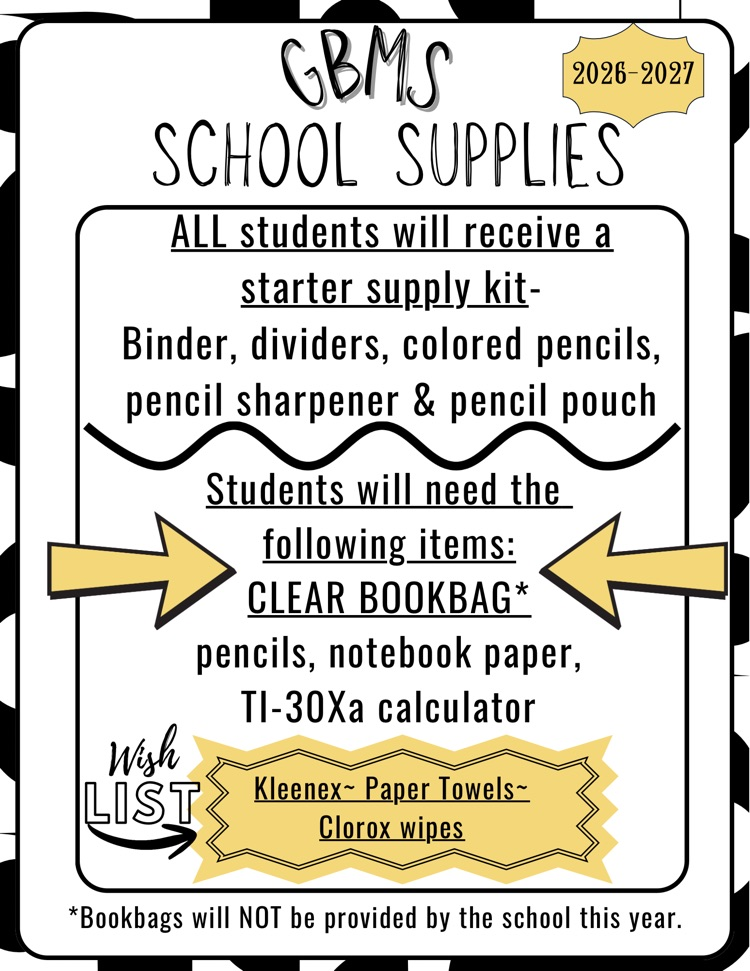 2026-2027 School Supply List
