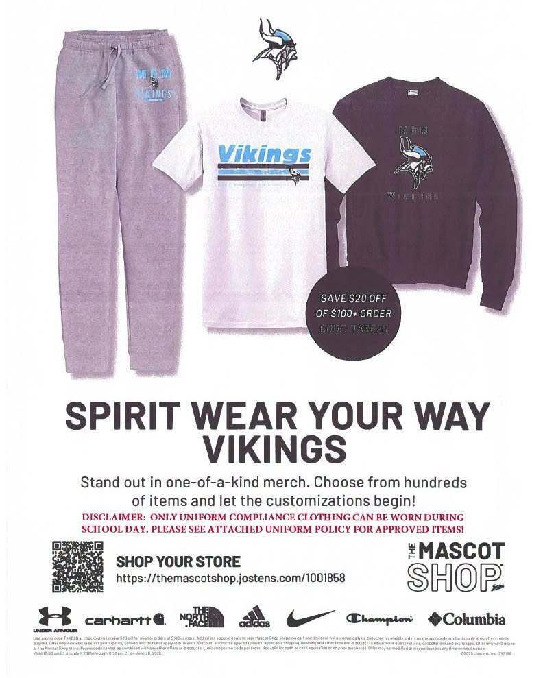 Spirt Wear at https://themascotshop.jostens.com/1001858