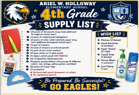 fourth grade supply list