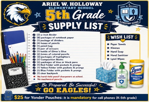 fifth grade supply list