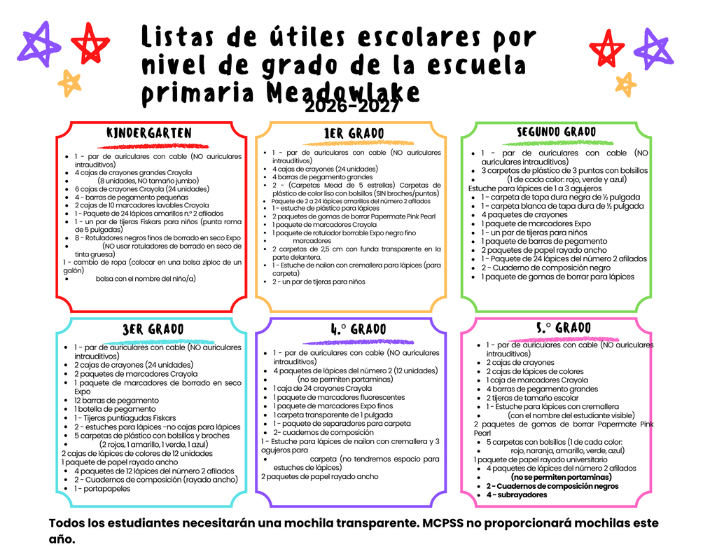 spanish supply list