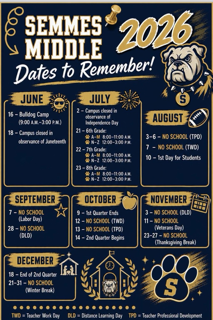 SMS First Semester Calendar
