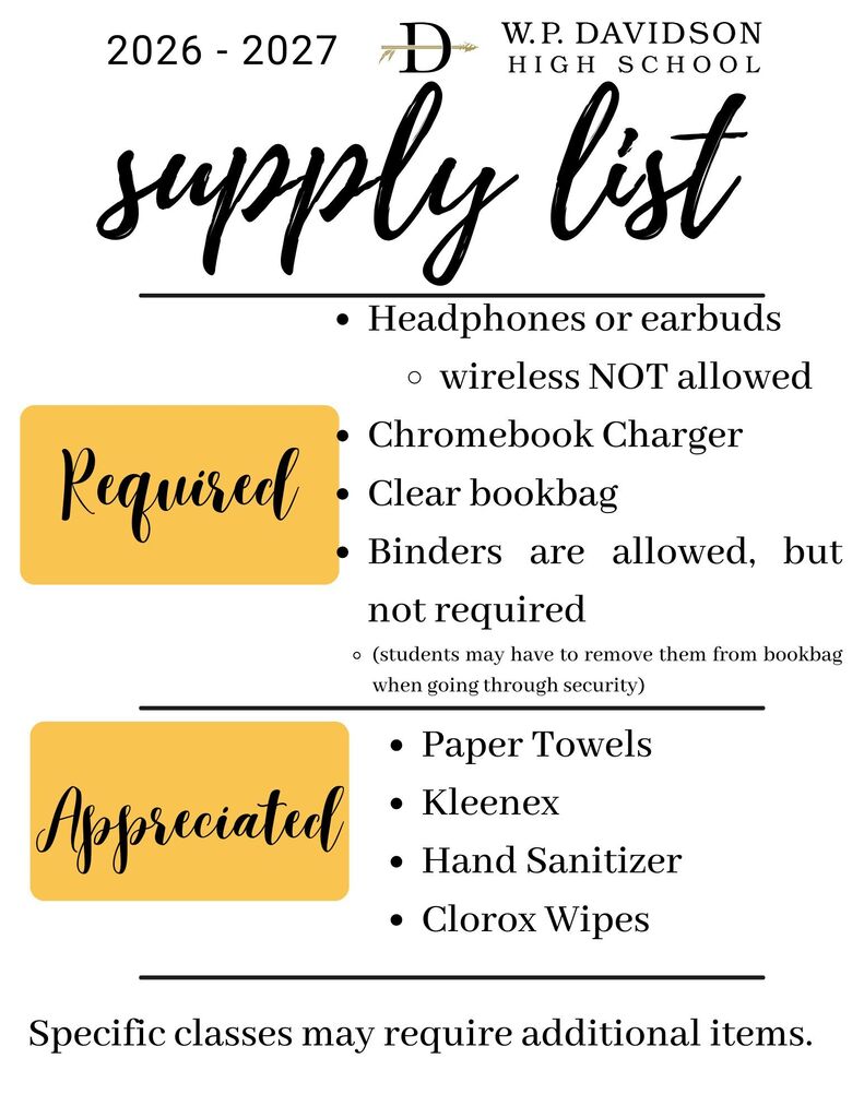 2026-2027 Supply List