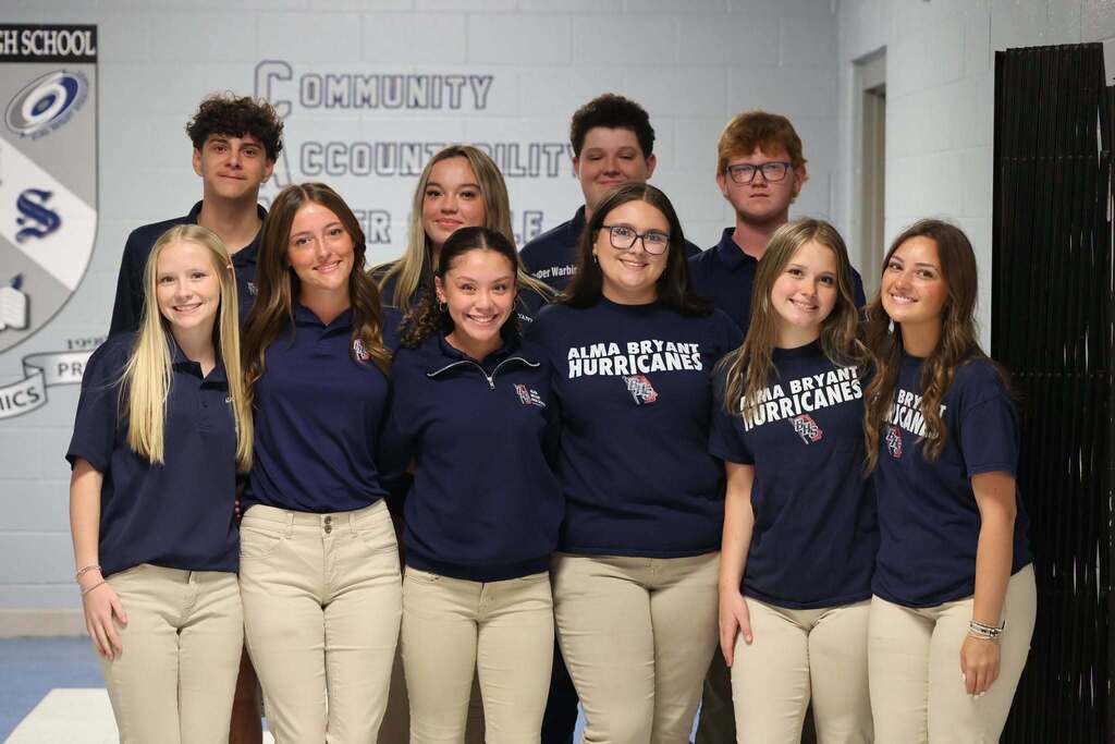 A group of Alma Bryant students standing in a hallway