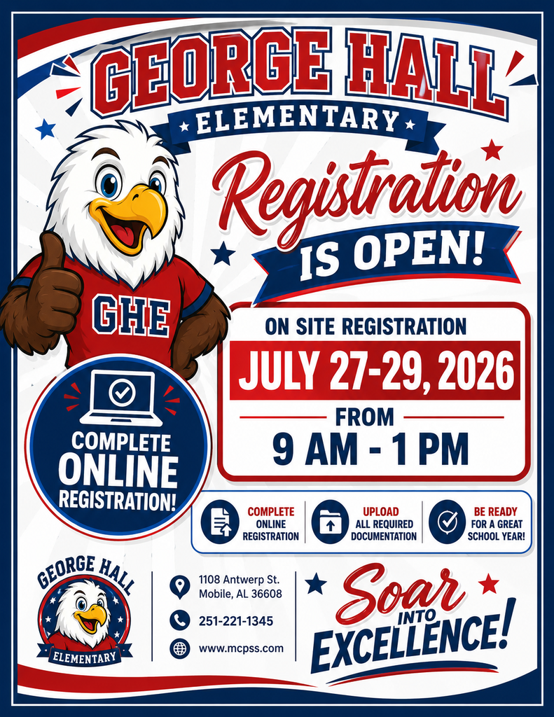 George Hall Registration Flyer for onsite registration July 27-29, 2020 from 9AM to 1PM