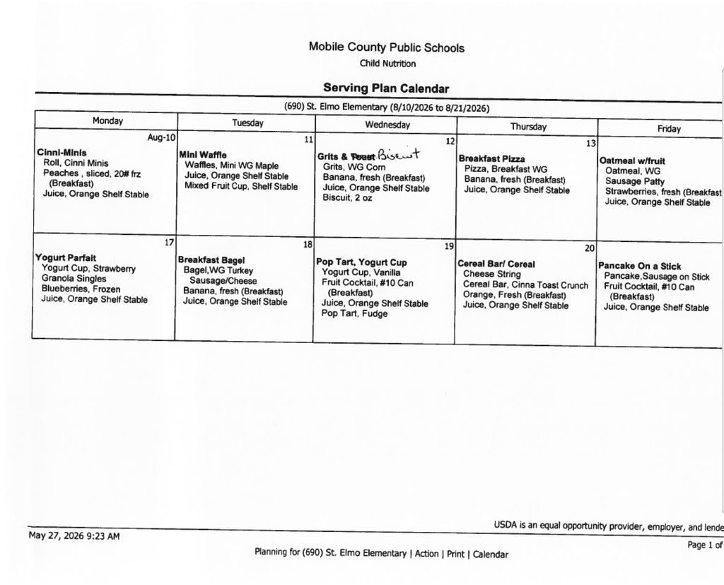 Breakfast Menu