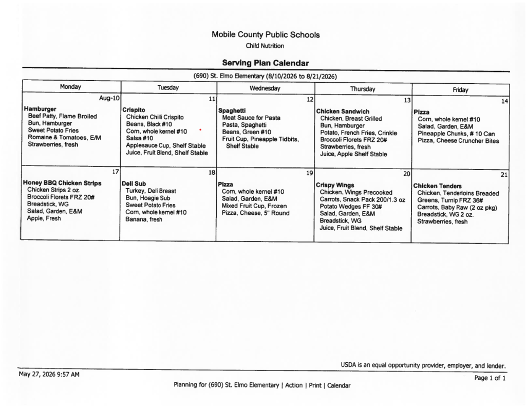 Lunch Menu