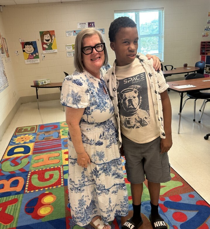 Leopard level teacher with her student smiling for meet the teacher