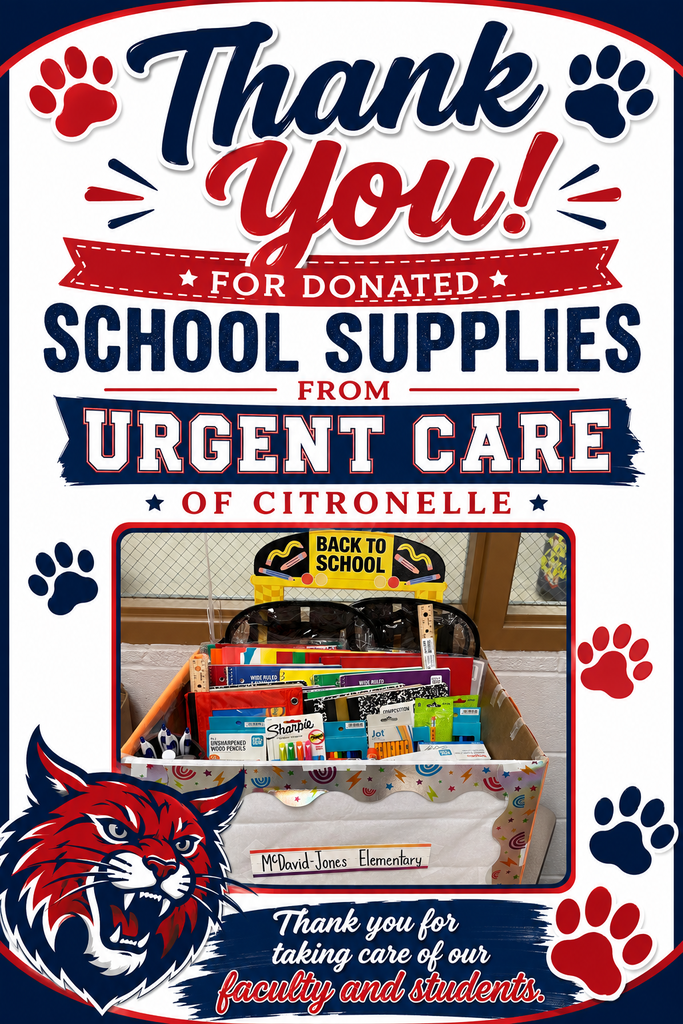 Thank you Urgent Care of Citronelle for donating much needed school supplies.