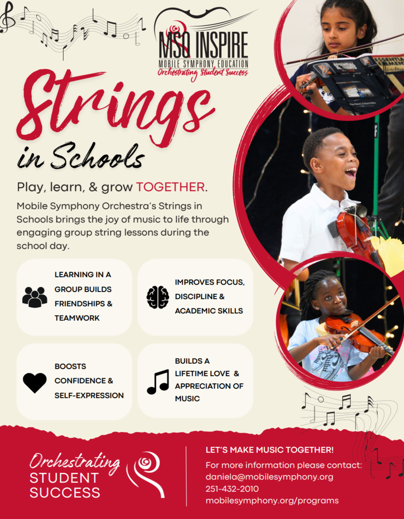 Strings in Schools. Contact 251-432-2010