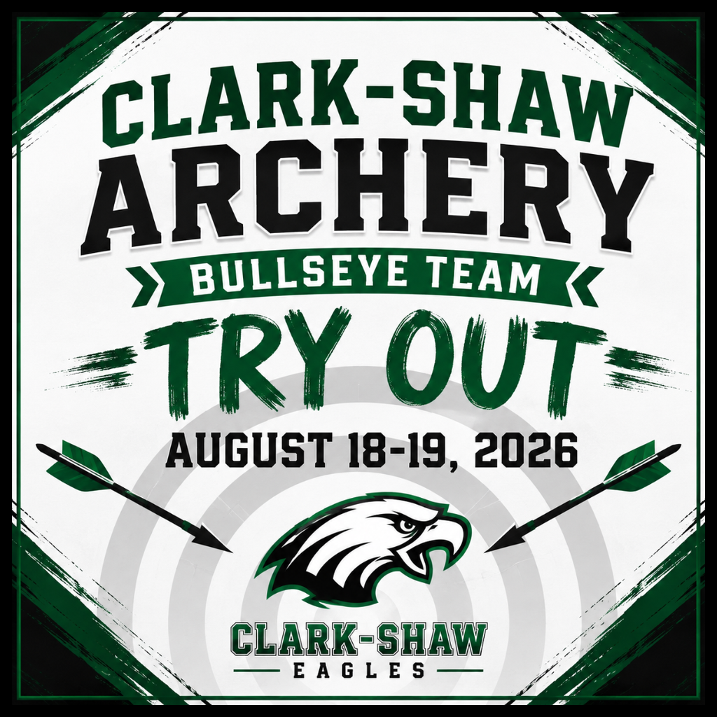 graphic announcing archery tryouts- all information listed in the body