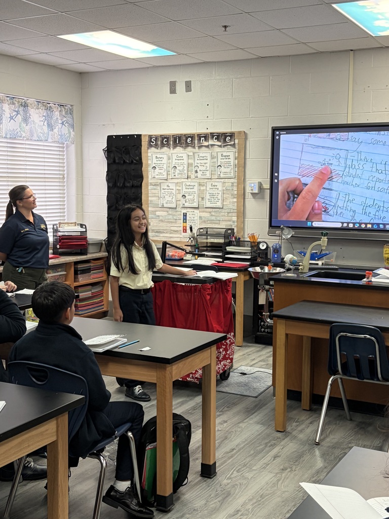 Student teaching student about SCIENCE safety!