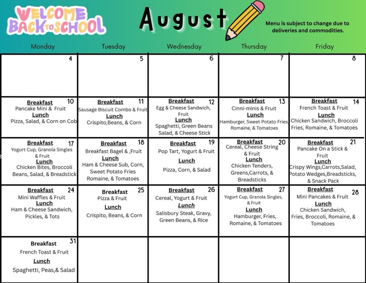 August Menu decorative flyer 
