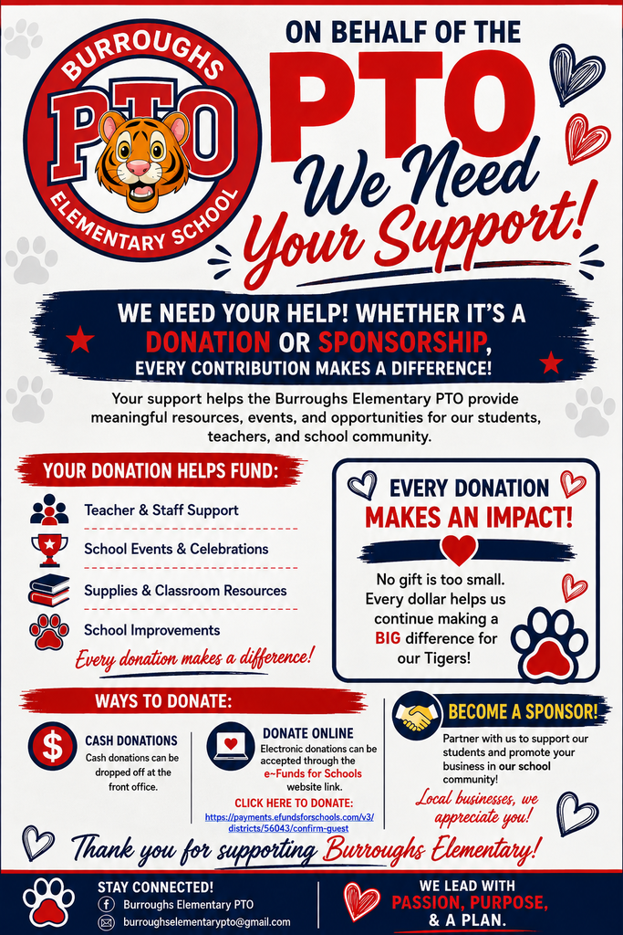 A colorful flyer encouraging parents and guardians of students to donate to the PTO.