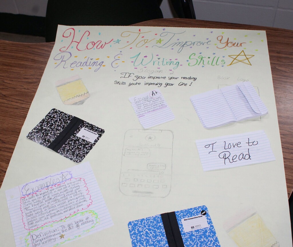 A poster titled "How to improve your reading and writing skills"