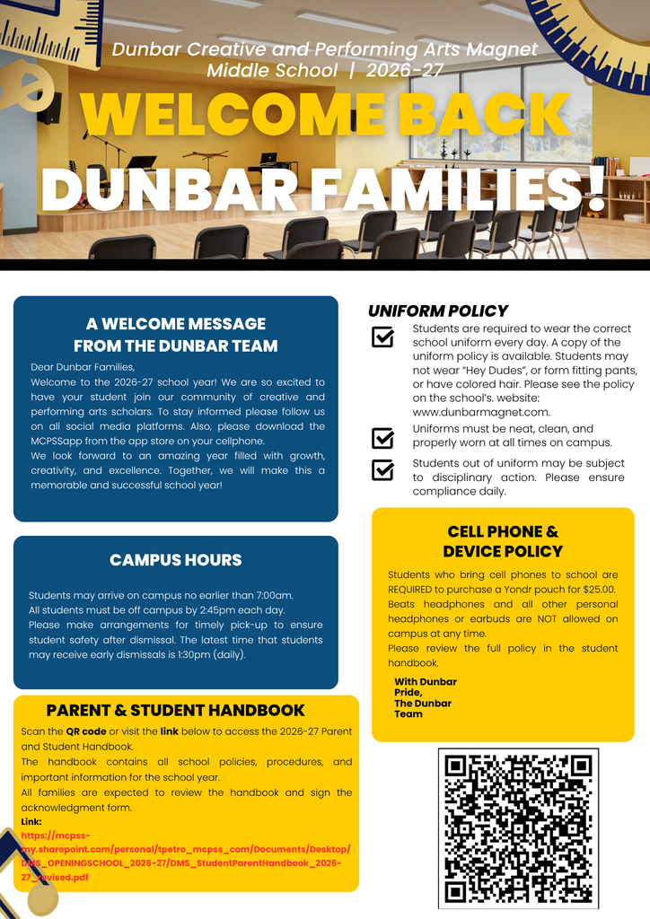 Dunbar First Quarter Parent Newsletter
