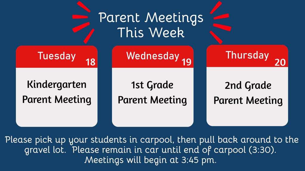 OSR Parent Meeting Schedule Grades K-2