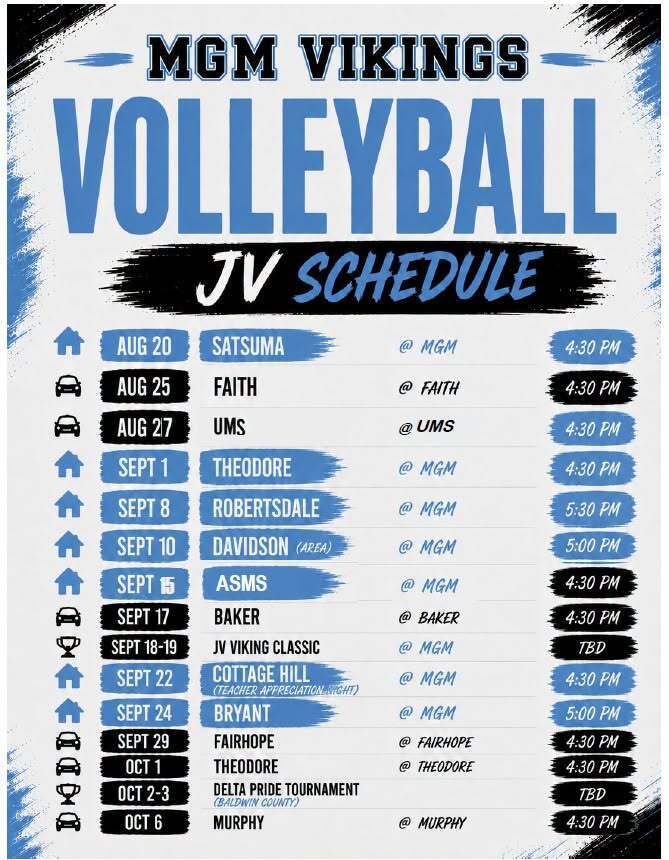 JV Volleyball Schedule