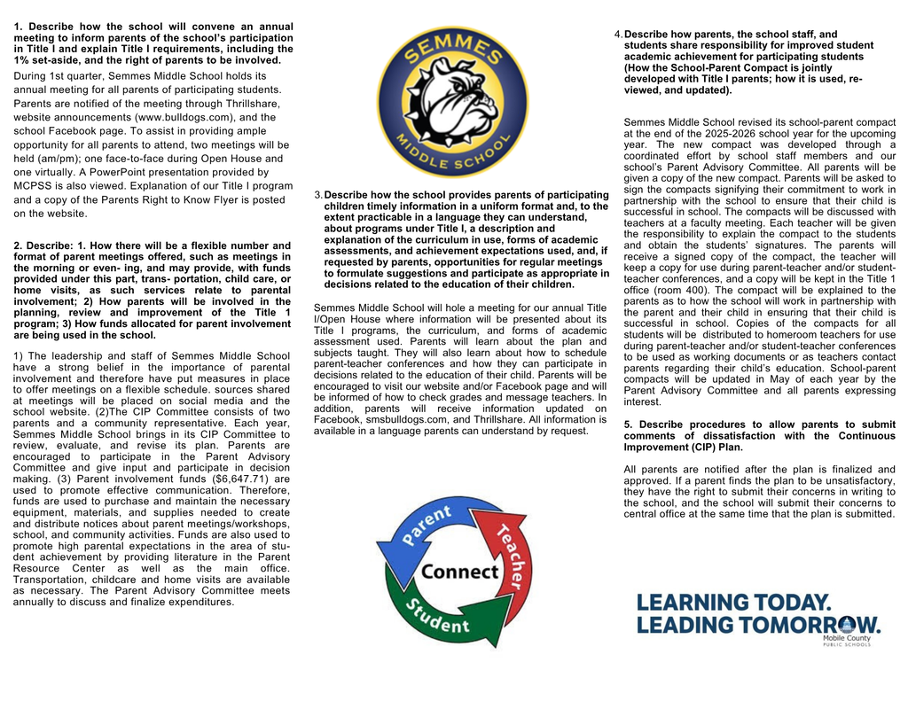 Parent and Family Engagement Plan Brochure 26/27