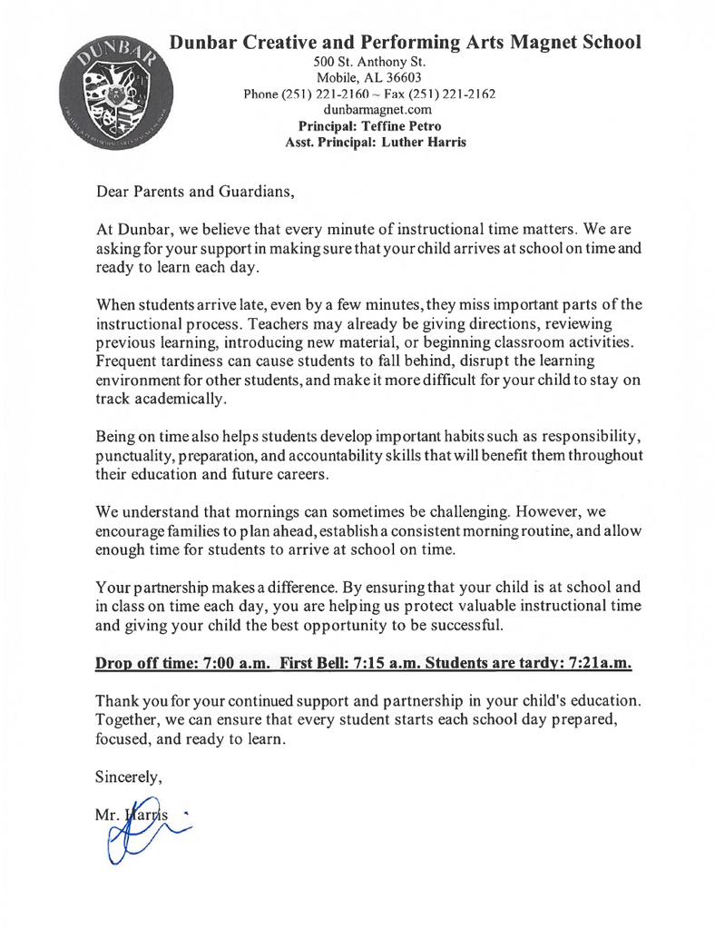 Attendance letter