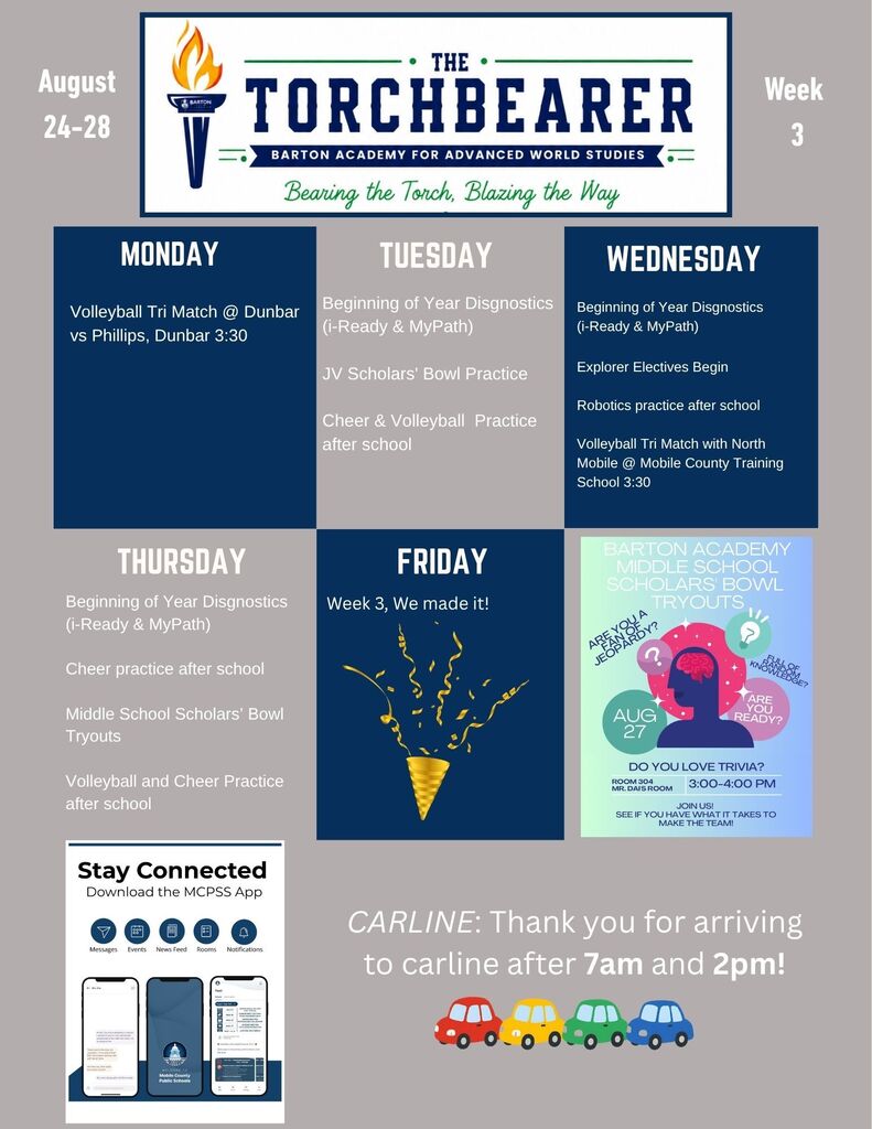 Barton Academy Week 3 Events