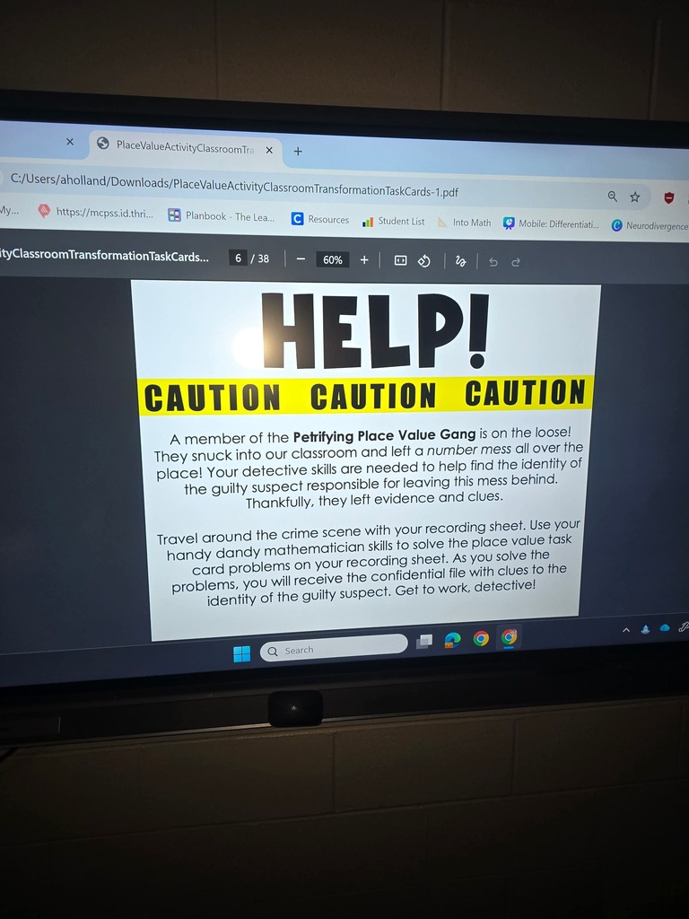 Mrs Holland's math detectives were in the case. They solved place value problems to reveal clues that led to the culprit.