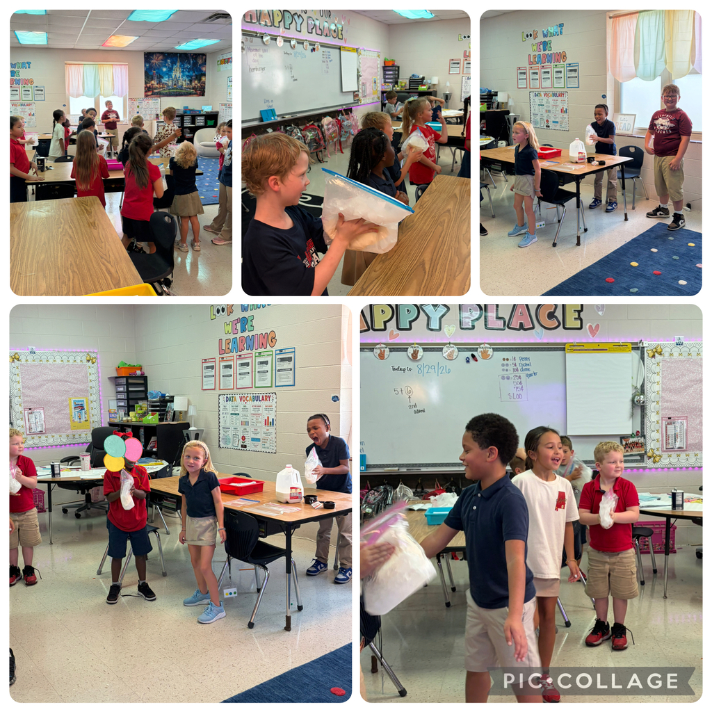 🍦🧪 Sweet Science in Action! 🧪🍦  Ms. Owens’ 2nd grade class and Ms. Bullard’s 1st grade class teamed up for a fun, hands-on collaborative learning experience—Ice Cream in a Bag! 🍦❄️  Students explored how liquids can freeze and melt while turning science into a tasty treat! Ms. Owens’ 2nd graders did an AMAZING job stepping up as leaders and helping their 1st grade friends successfully complete the experiment. 💕👏  We loved watching our students learn, lead, collaborate, and have FUN with science! 🔬✨ And, of course, getting to eat the results made the experiment even sweeter! 😋🍦