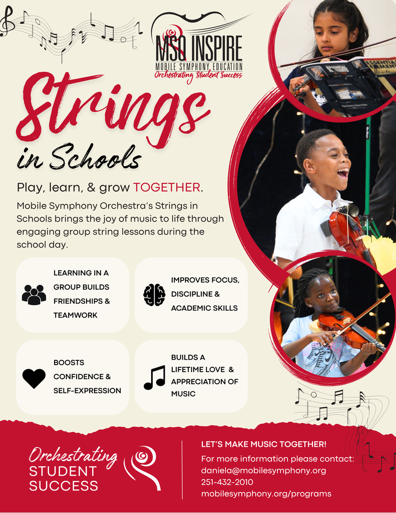 String in Schools poster:  Contact 251-432-2010