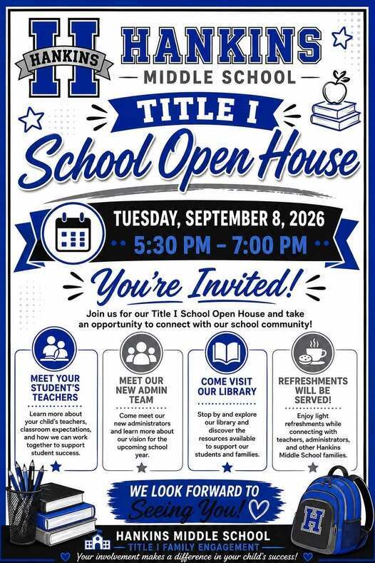 blue and white flyer Open House flyer