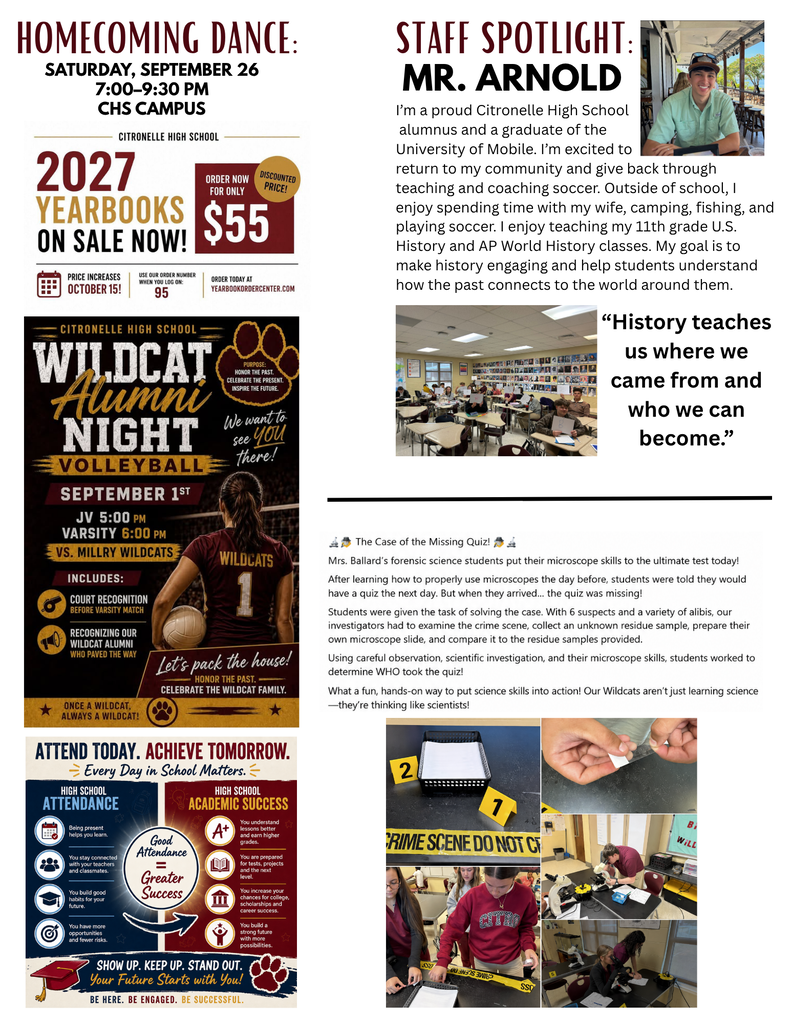 CHS Wildcat Wire Parent Newsletter Sep. 2026 pg 2