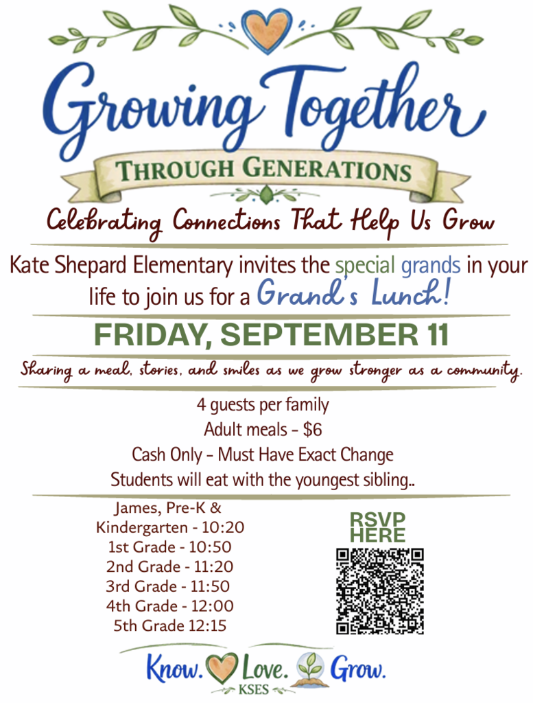 A poster for "Growing Together Through Generations" event. It includes a banner with the title, guest limits, meal details, and RSVP link.