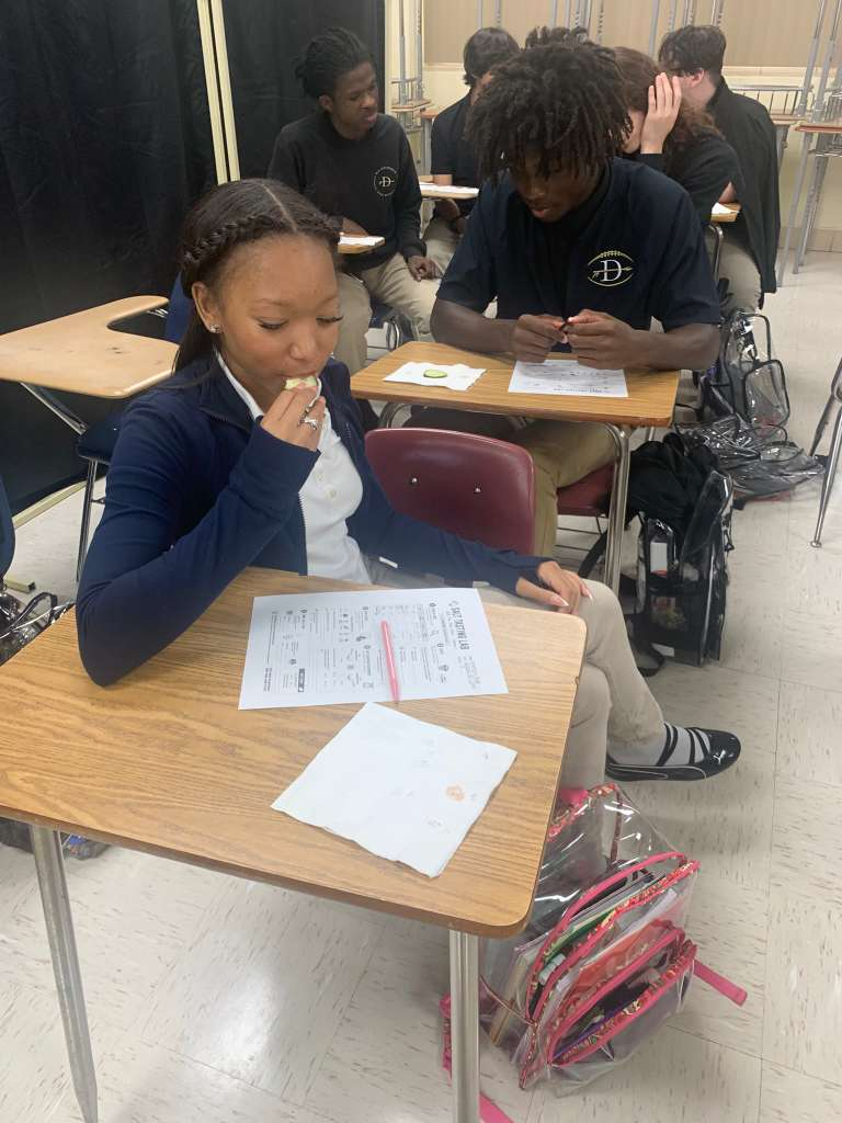 Our Introduction to Hospitality & Tourism students read from The Taste of Country Cooking, which inspired them to make fresh butter the old-fashioned way and enjoy it on crackers.