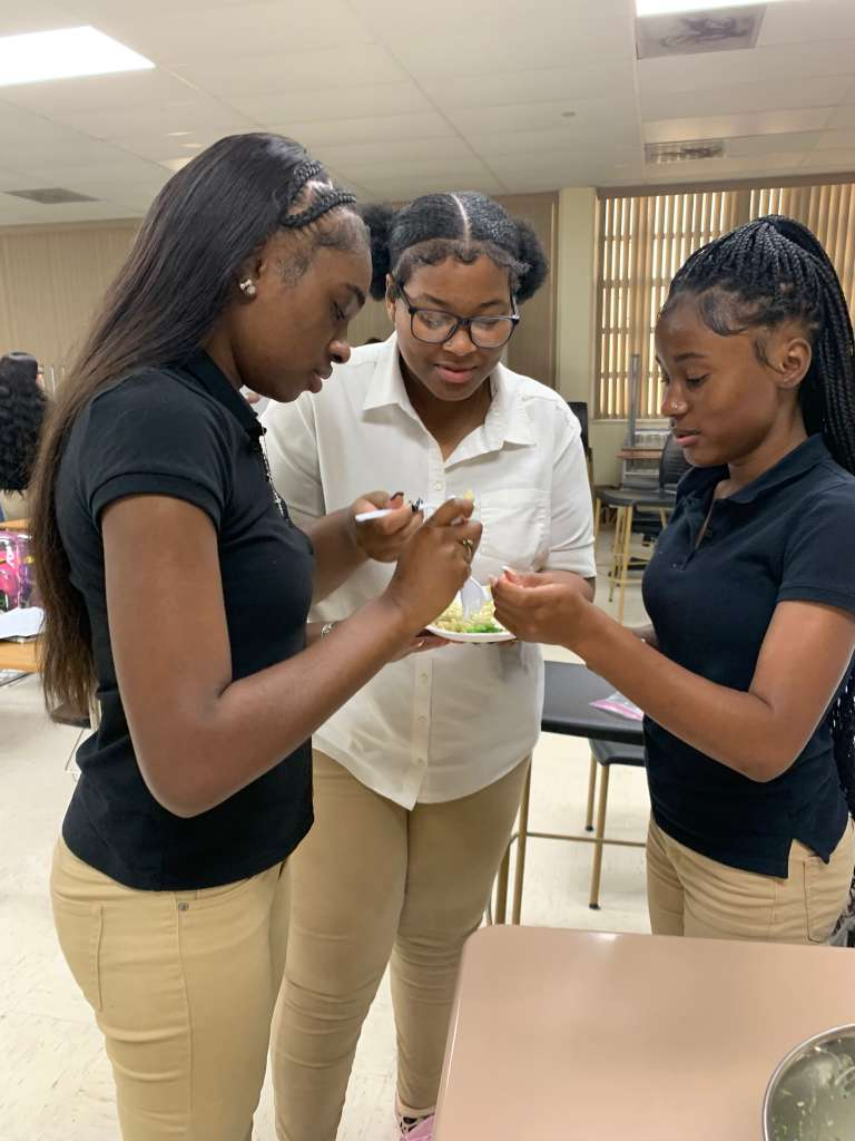 Culinary I students read from Salt, Fat, Acid, Heat and conducted a salt tasting to discover how different types of salt impact flavor.