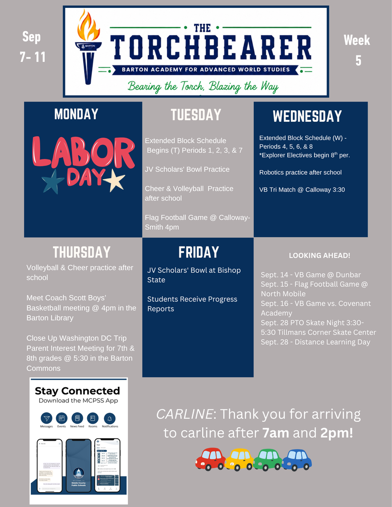 Barton Academy Week 5 Events
