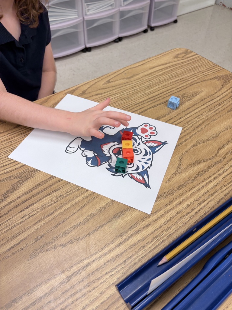 Mrs. Garlands wildcats practiced numbers 1–5 by feeding the Wildcat the correct number of cubes! 🔢🐾