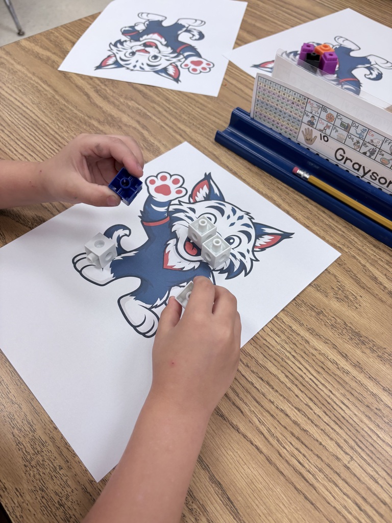 Mrs. Garlands wildcats practiced numbers 1–5 by feeding the Wildcat the correct number of cubes! 🔢🐾