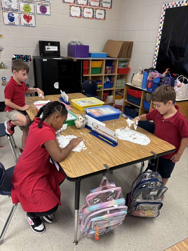 🫧✏️ Spelling Words + Shaving Cream = FUN Learning! ✏️🫧 Today, our first graders in Mrs. Danzey’s class took spelling practice to a whole new level! Instead of using paper and pencils, we practiced writing our spelling words in shaving cream! 🤩 The kids had so much fun practicing their words while also strengthening their fine-motor skills and letter formation. They loved getting their hands messy while learning—and we loved seeing those little brains hard at work! 🧠✨ Learning doesn’t always have to happen at a desk. Sometimes the best learning happens when we get messy, get creative, and have FUN! 💜🐾 Way to go, first graders! You made spelling practice extra special today! ⭐