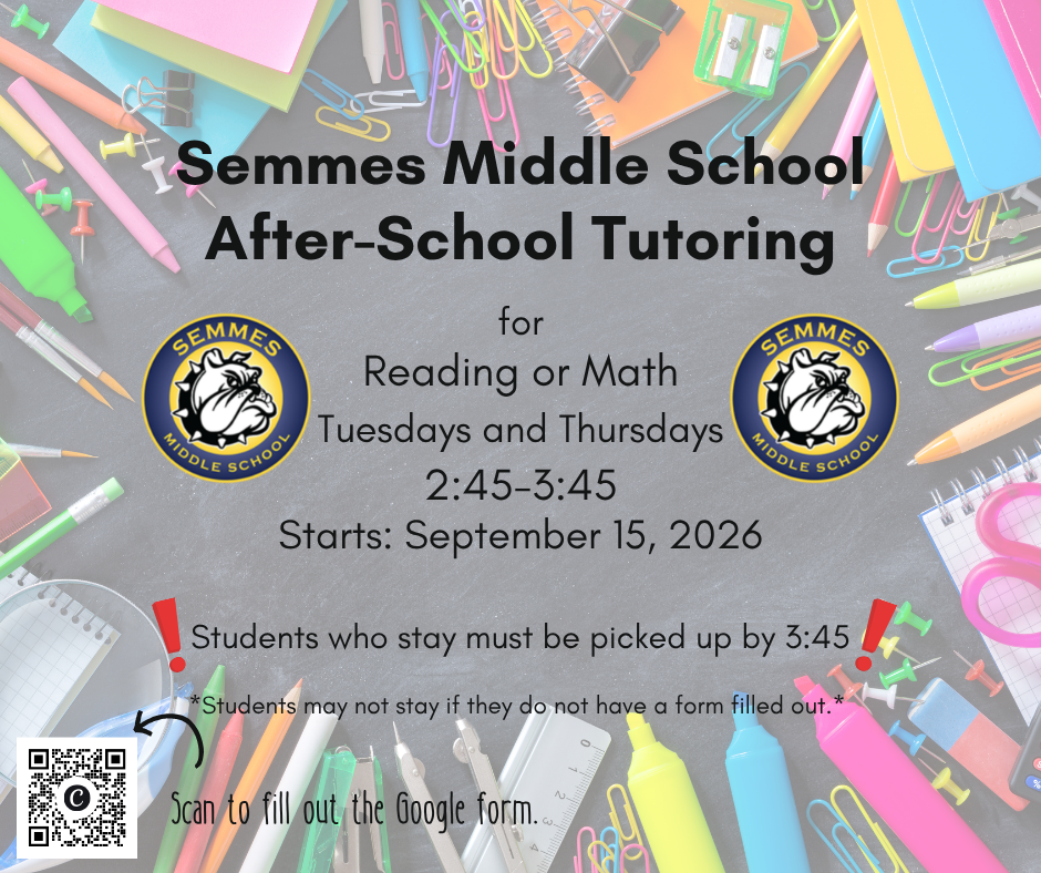 After School Tutoring Begins September 15th.