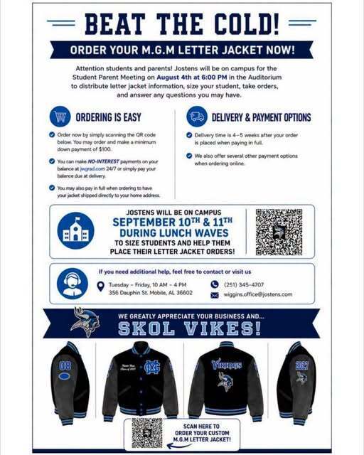 Information about ordering a Letterman jacket.