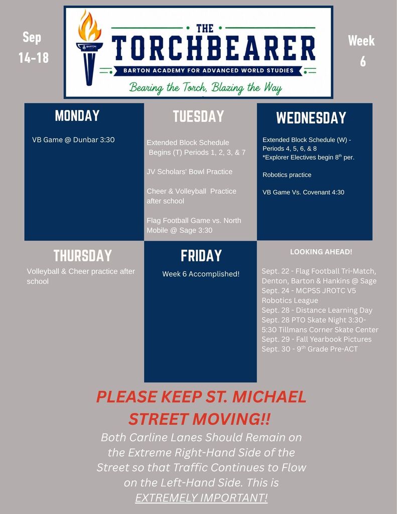 Barton Academy Week 6 Events