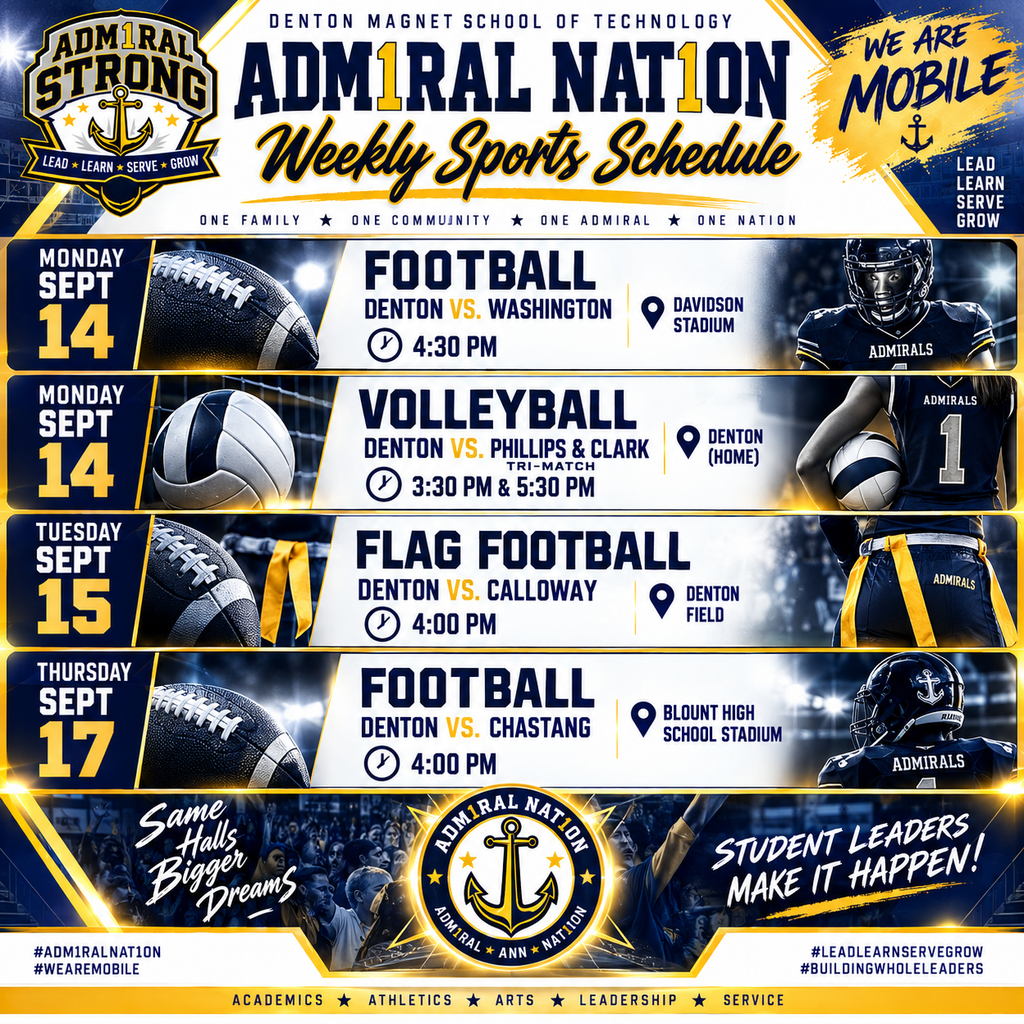 Upcoming athletic schedule this week!