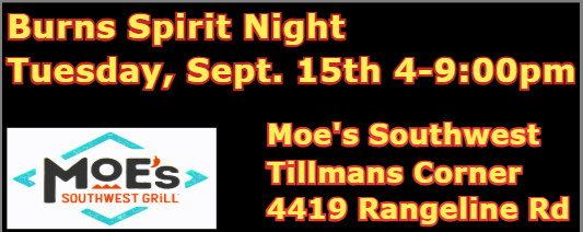 Spirit Night at Moe's Southwest TIllman's Corner on Tuesday, September 15th