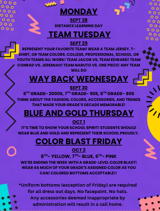 Homecoming Dress Up Day Information