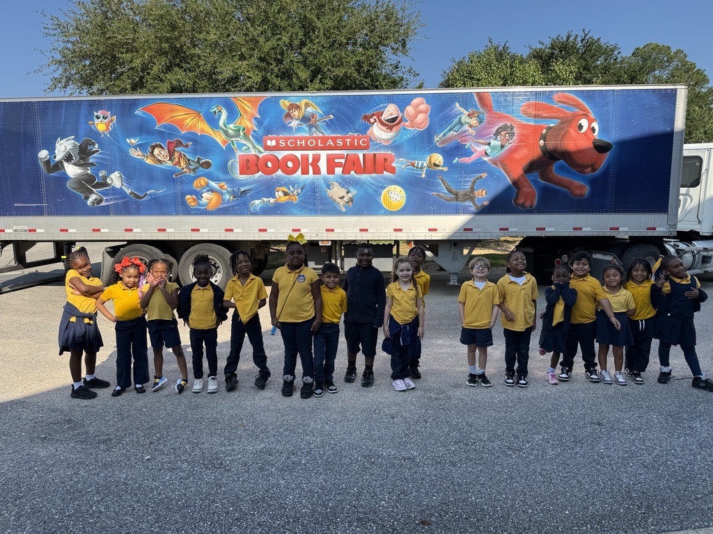 Students in front of Scholastic Truck