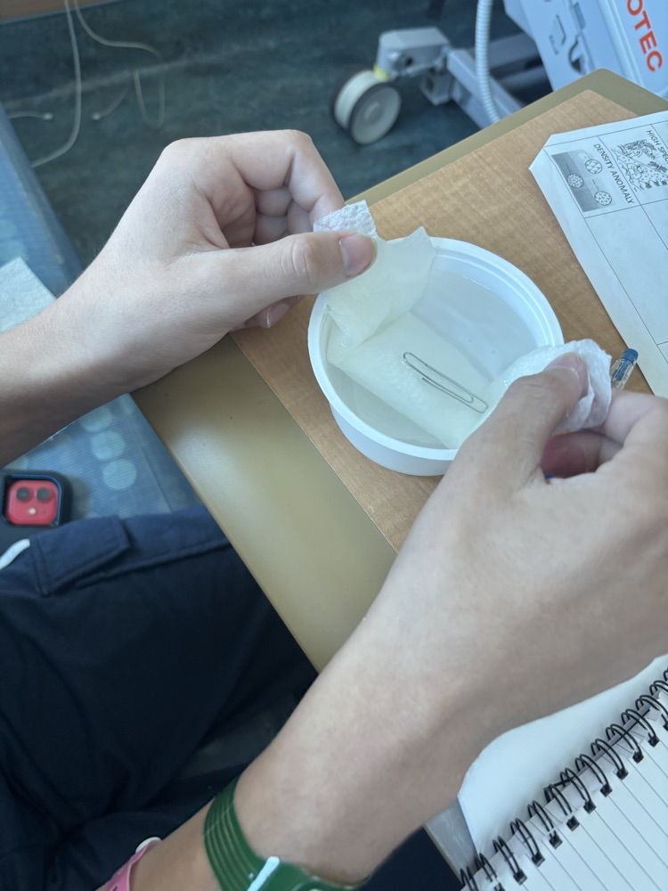 experiment with water and paperclip
