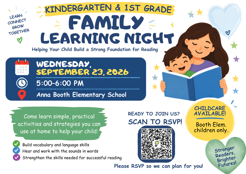 K - 1st grade family learning night - Wednesday Sept 23 from 5:00 - 6:00